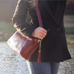 Tooled Cowhide Concealed-Carry Purse