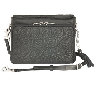 Embroidered Rose Concealed-Carry Clutch