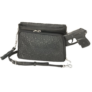 Embroidered Rose Concealed-Carry Clutch