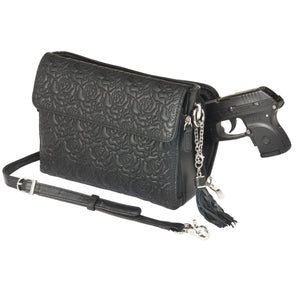 Embroidered Rose Concealed-Carry Clutch