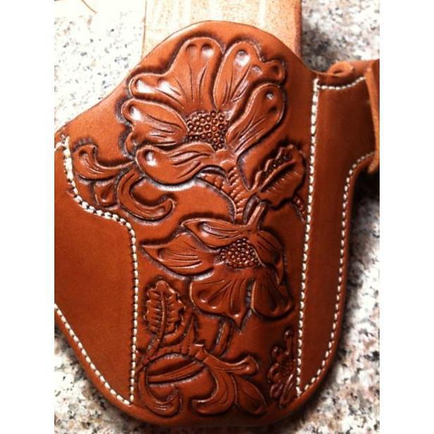 Exclusive Hand-Carved Leather OWB Custom Holster - FLORAL