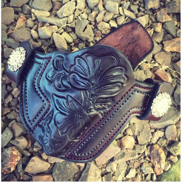 Exclusive Hand-Carved Leather Gun Belt - Floral