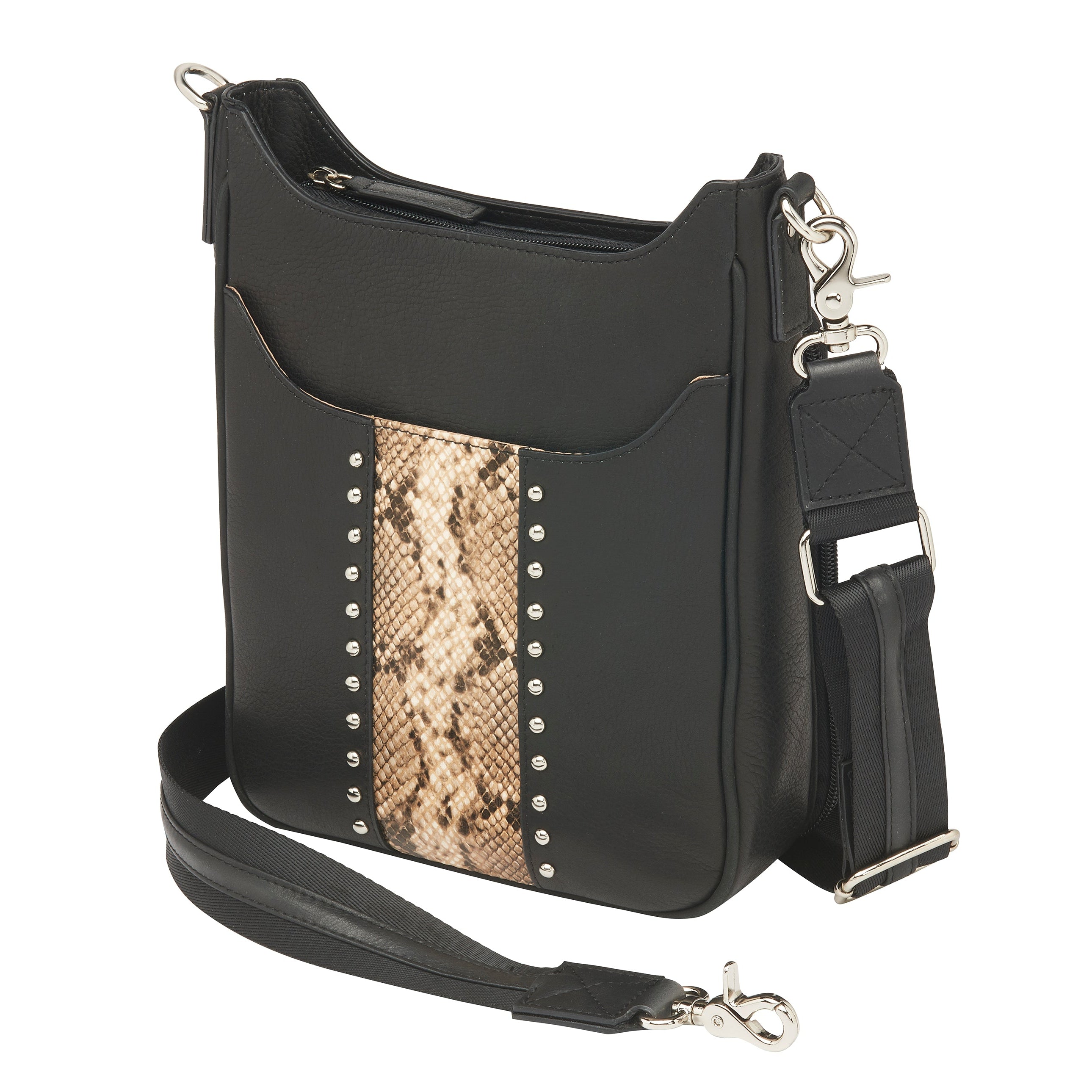 Ahdorned Double Zip Faux Leather Crossbody