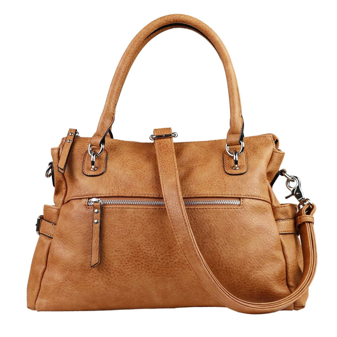 Bessie London Faux Leather Tote Handbag with Buckle and Deta Size: NS