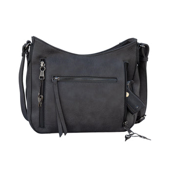 Calvin Klein Hailey Faux Leather Crossbody Bag Purse Handbag in Faw Gray