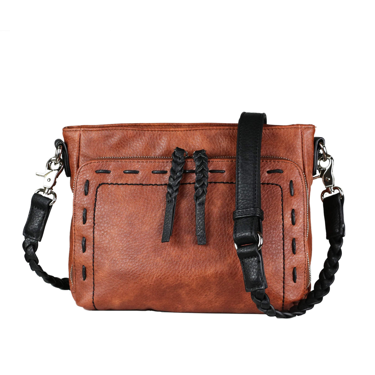 Leather Concealed-Carry Crossbody | Evelyn Purse | Gun Goddess Mahogany